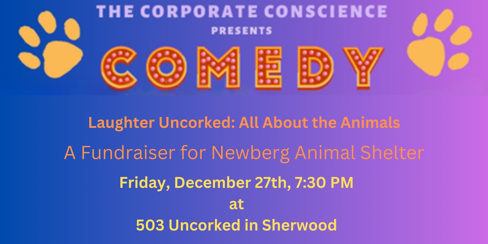 Banner image for Laughter Uncorked: All About the Animals