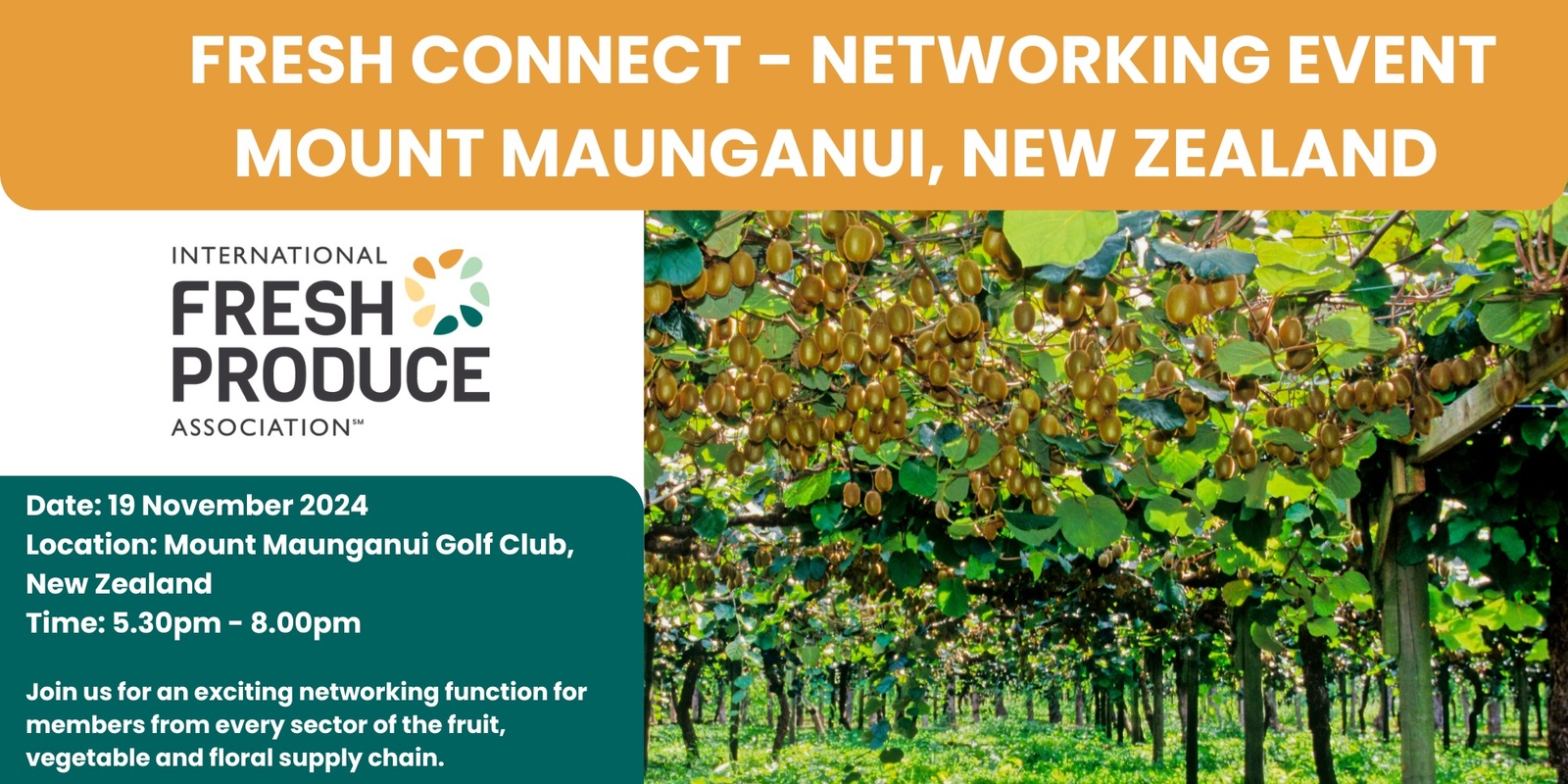 Banner image for IFPA Fresh Connect – NZ Networking Event: Mount Maunganui, New Zealand: 19 November