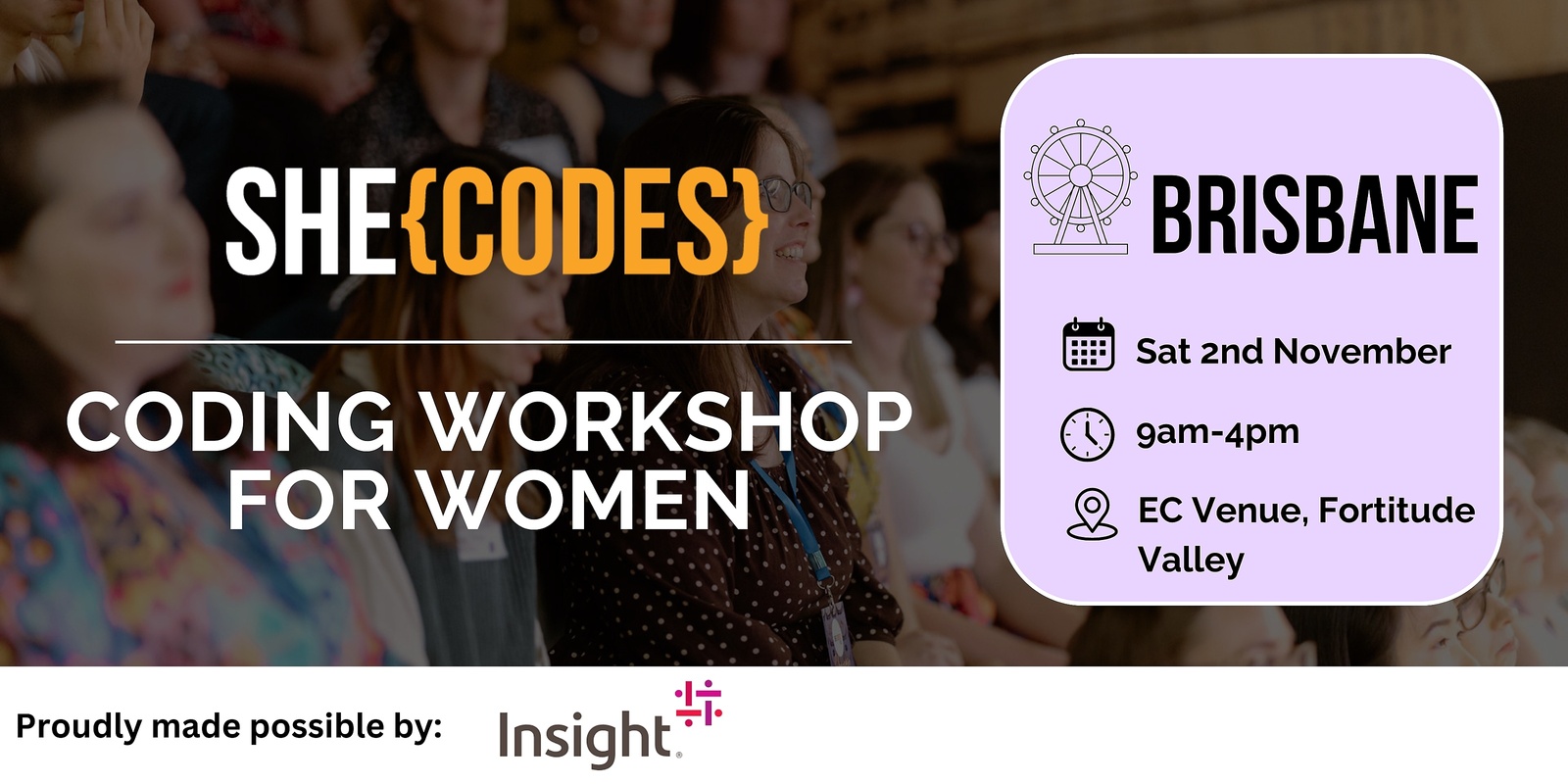 Banner image for She Codes 1 Day Coding Workshop - Brisbane, November 2024