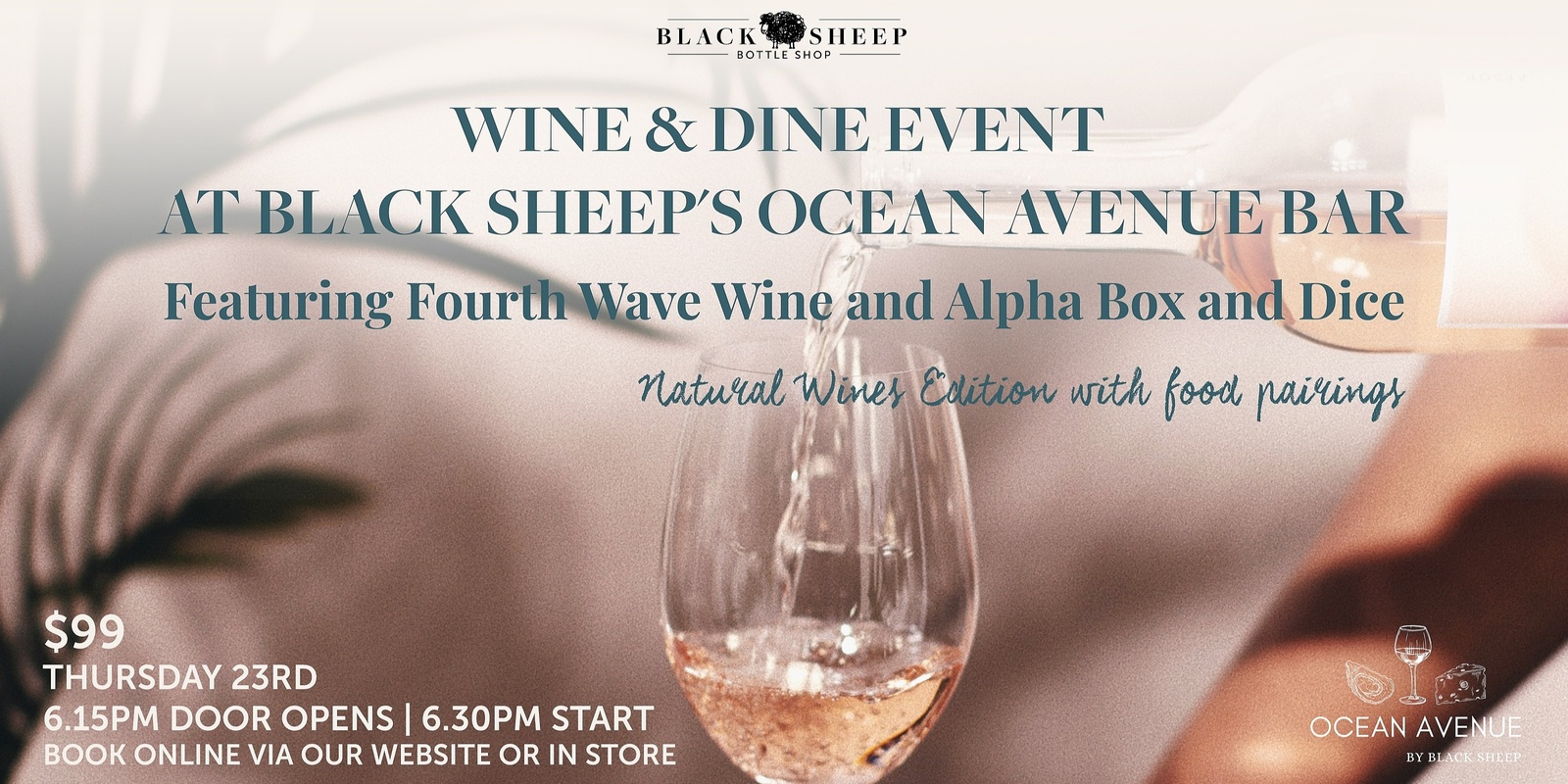 Banner image for Wine and Dine Event at Black Sheep's Ocean Avenue Bar