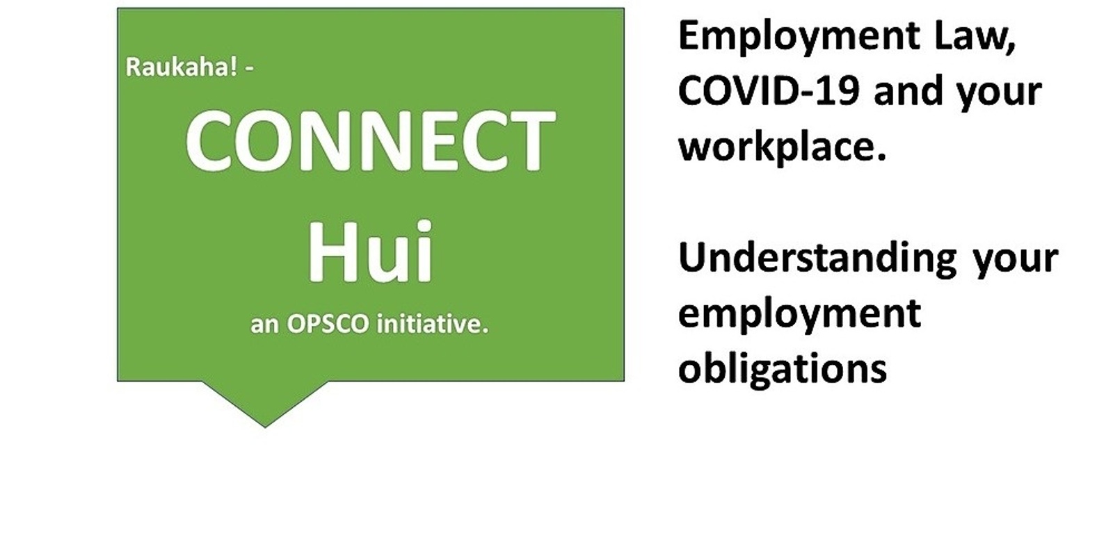 Banner image for Employment Law - COVID-19 and your workplace - Understanding your employment obligations - Raukaha! - Connect #3