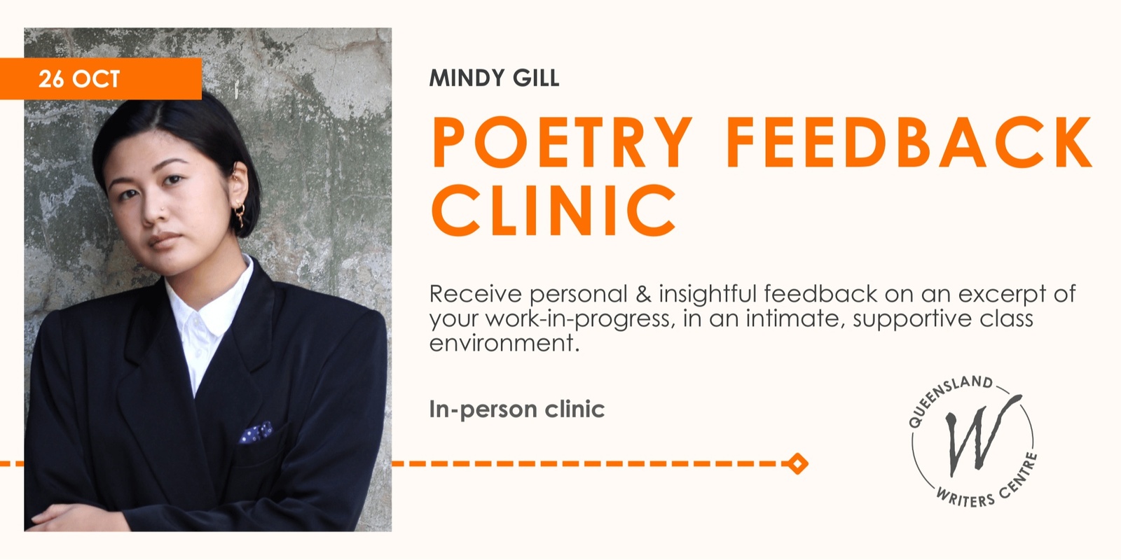 Banner image for Poetry Feedback Clinic with Mindy Gill