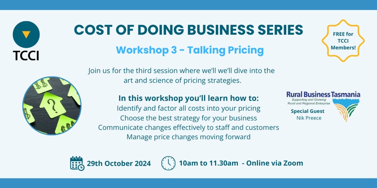 Banner image for Cost of Doing Business Series - Workshop 3 - Talking Pricing 