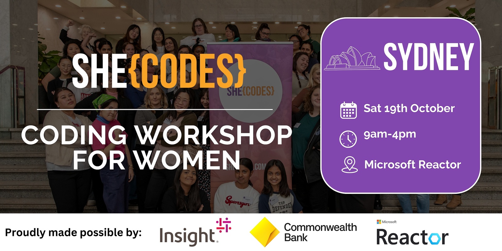 Banner image for She Codes 1 Day Coding Workshop for women - Sydney, October 2024