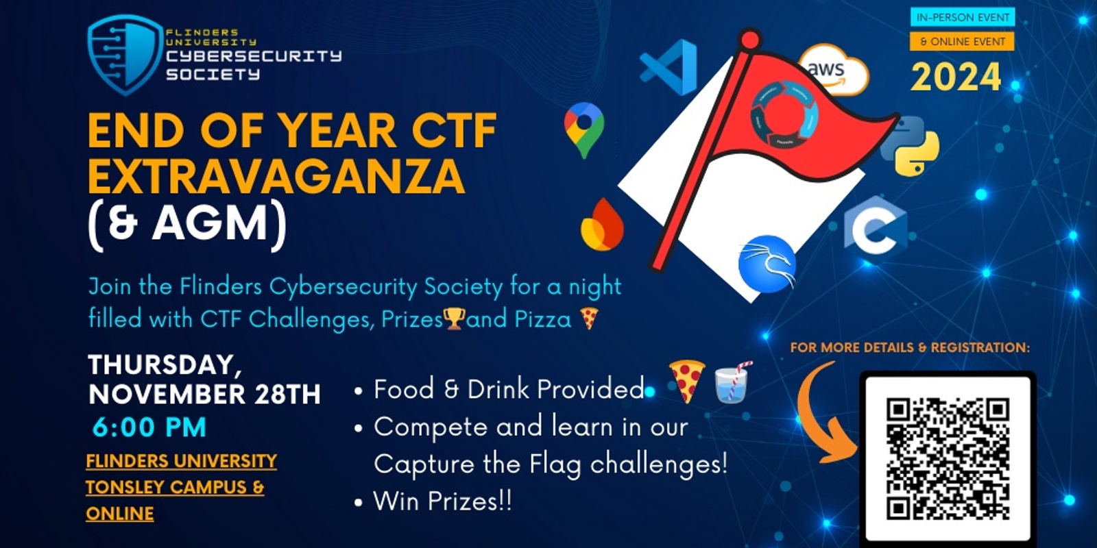 Banner image for Flinders Cyber's End of Year CTF Extravaganza (& AGM)