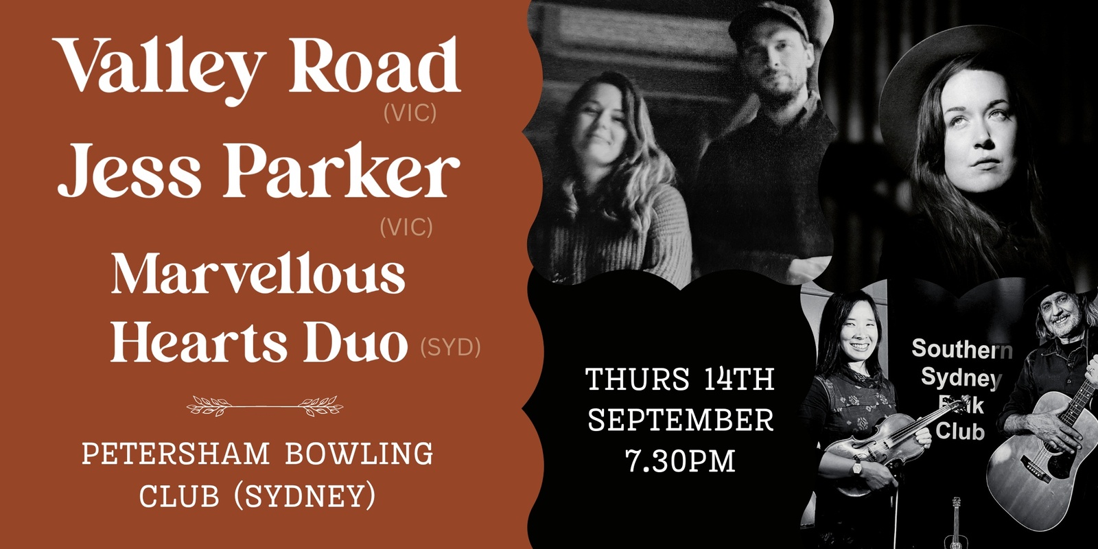 Banner image for Valley Road + Jess Parker + Marvellous Hearts Duo
