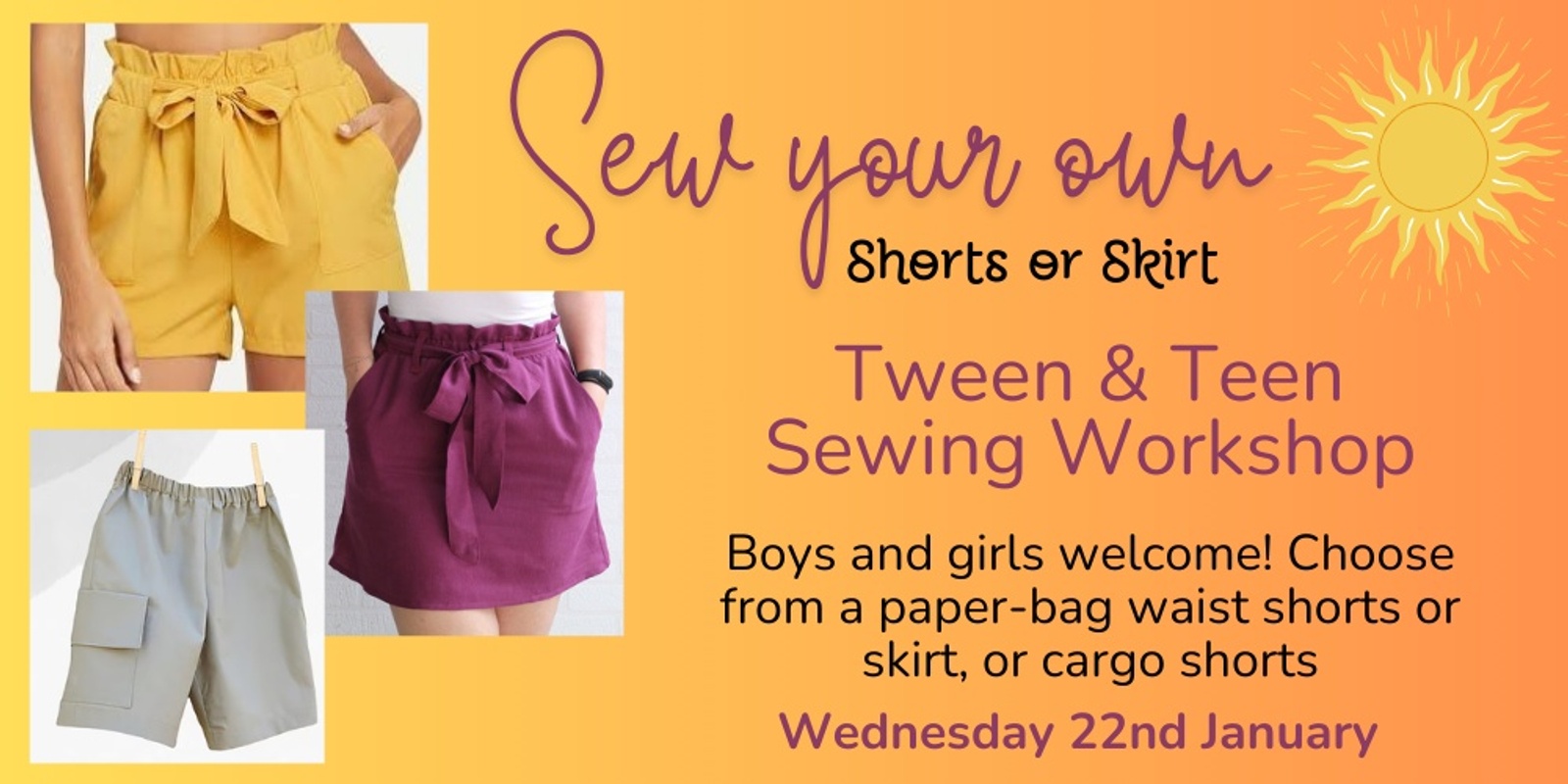 Banner image for Sew your own Summer Skirt or Shorts Sewing Workshop