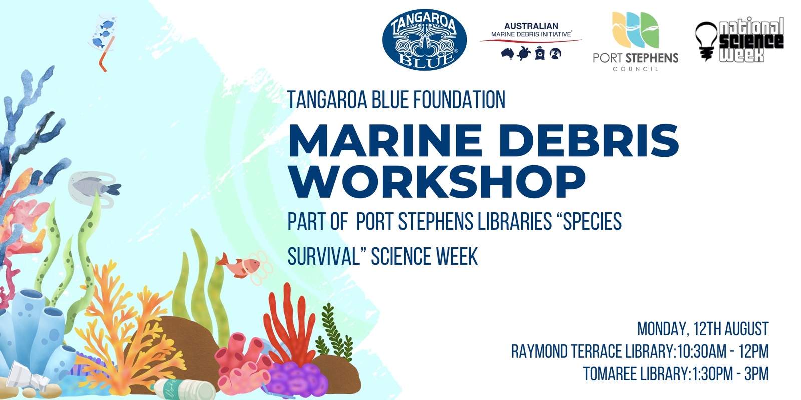 Banner image for Marine Debris Workshop with Tangaroa Blue Foundation (Port Stephens Libraries Science Week - Tomaree)