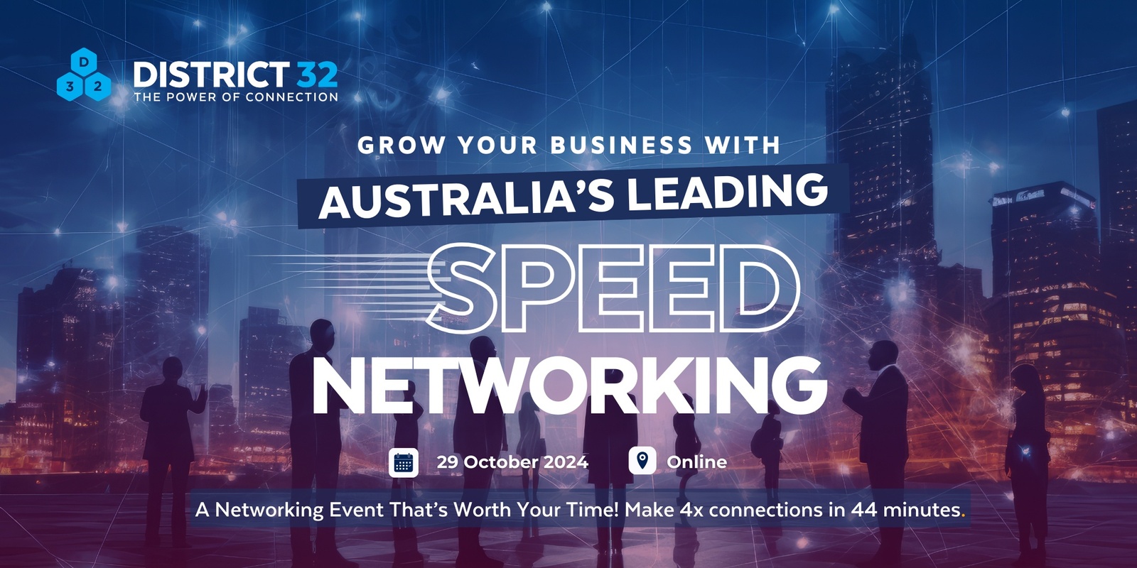 Banner image for Australia’s Leading Speed Networking Event – Online – Tue 29 Oct