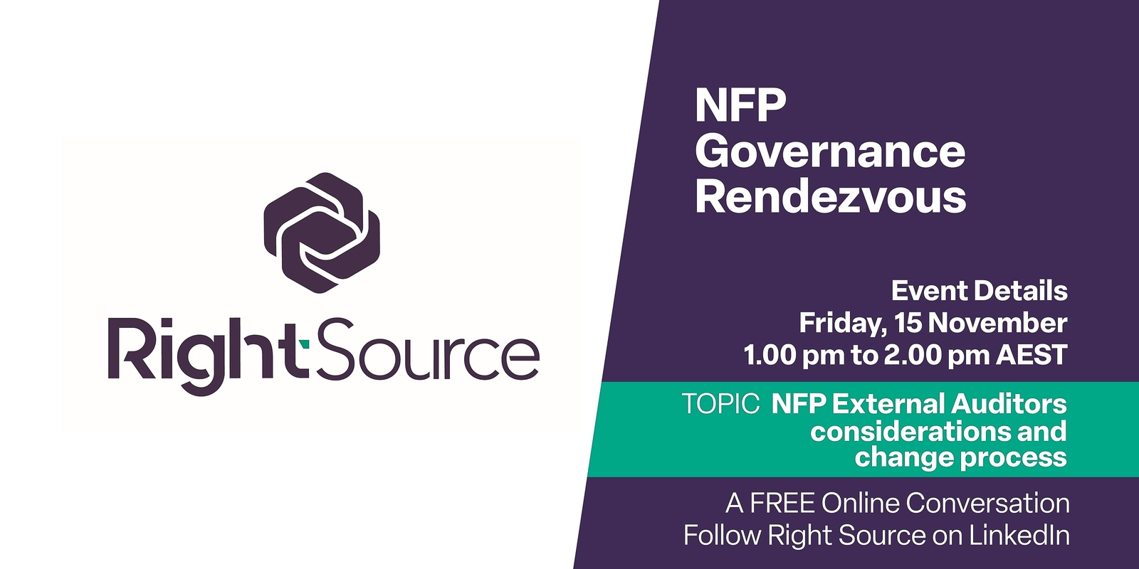 Banner image for NFP Governance Rendezvous November: NFP External Auditors, considerations and change process