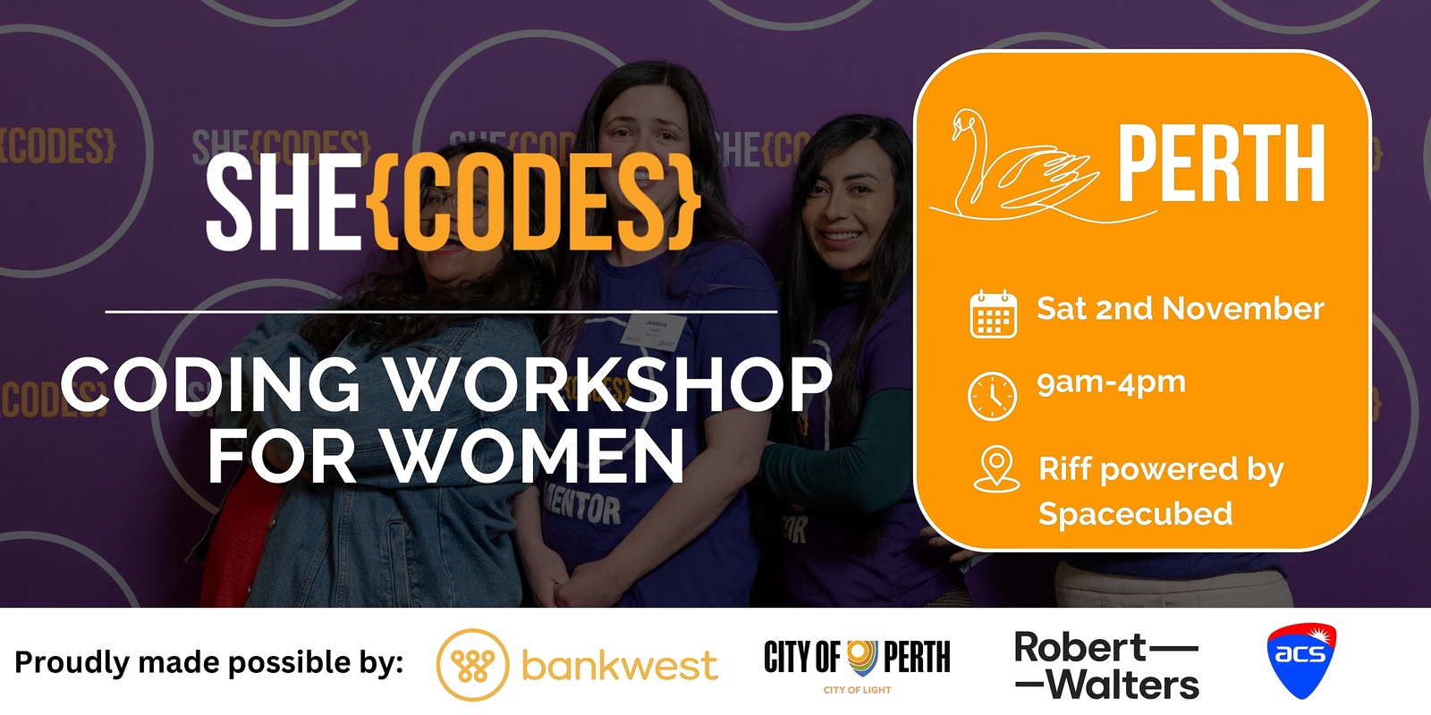 Banner image for She Codes 1 Day Coding Workshop for women - Perth, November 2024