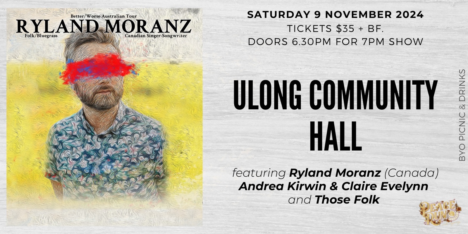 Banner image for Ryland Moranz (Canada) w/ Andrea Kirwin & Claire Evelynn and Those Folk at Ulong Community Hall