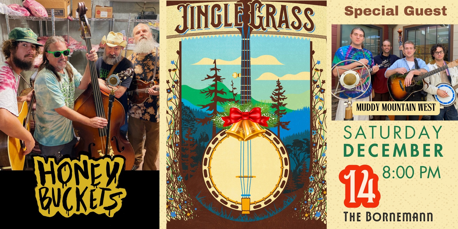 Banner image for TERI Live Presents: Jingle Grass featuring Honey Buckets