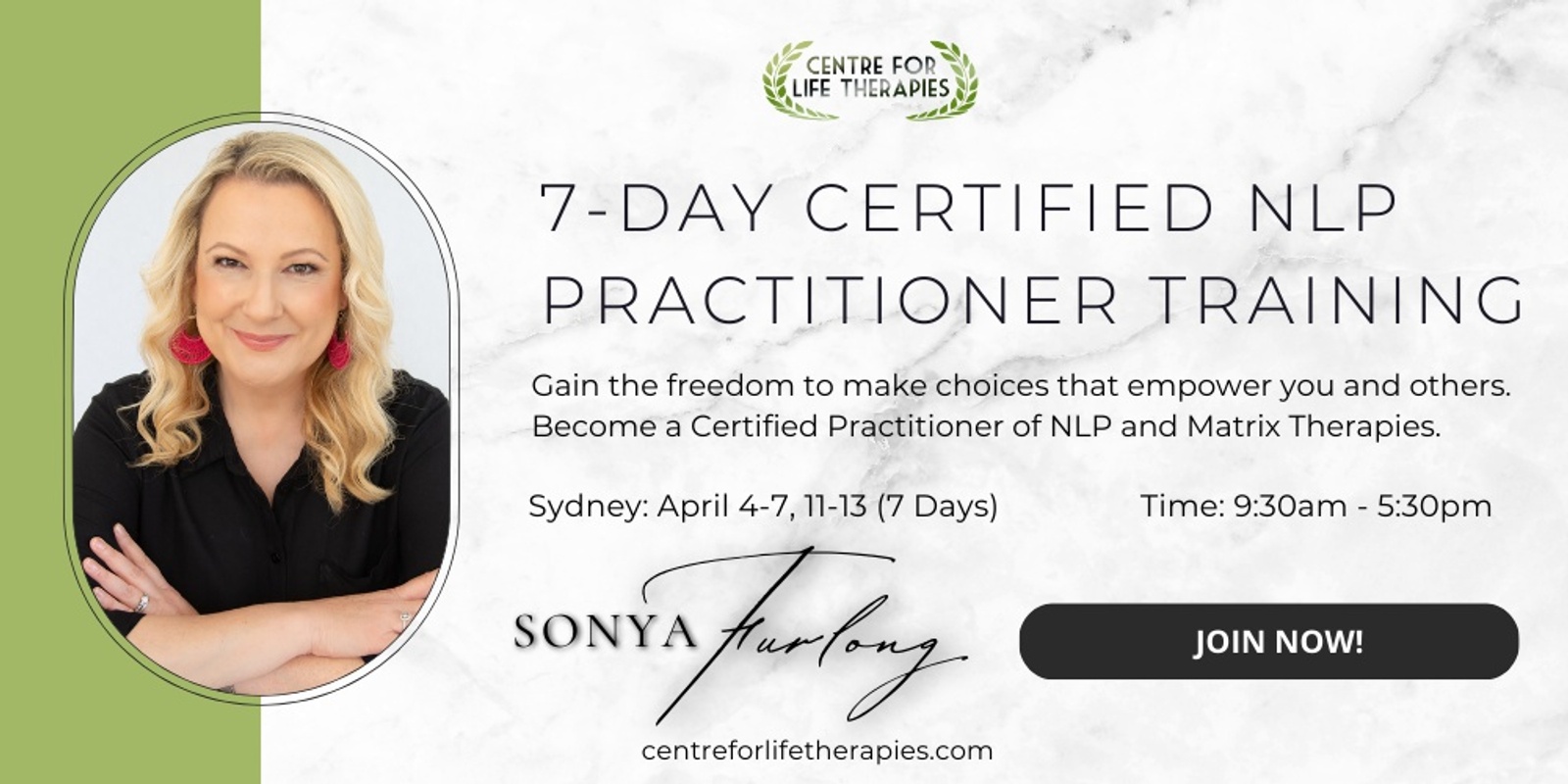 Banner image for 7-Day Certified NLP Practitioner Training  April 2024