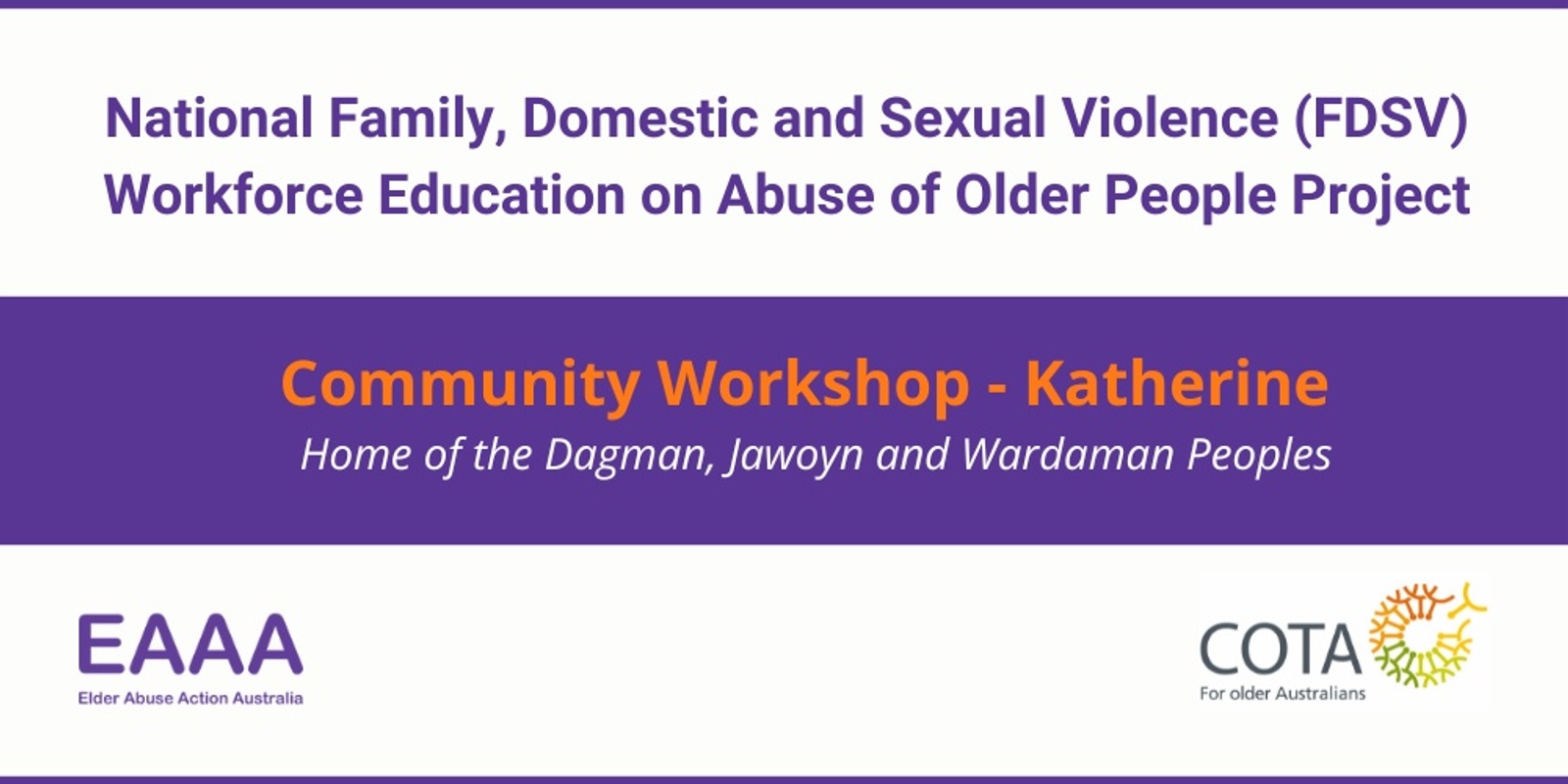 Banner image for Community consultation workshop - Katherine NT