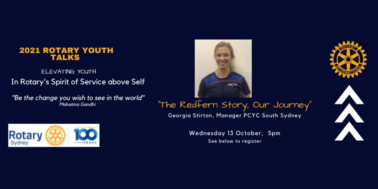 Rotary Youth Talk:  "The Redfern Story, our Journey"  Georgia Stirton, Manager  PCYC South Sydney