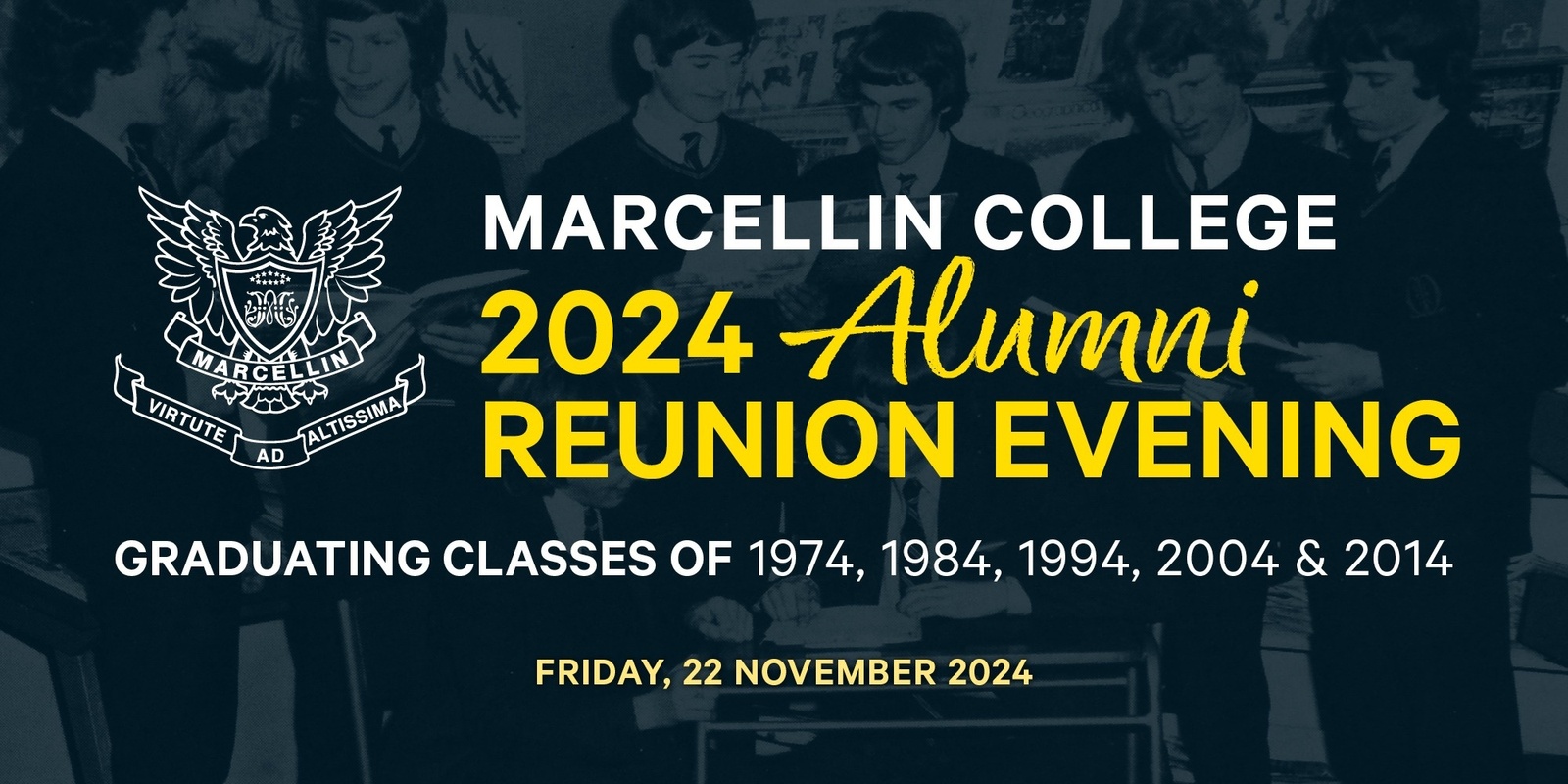 Banner image for 2024 Alumni Reunion Evening - Class of 1974, 1984, 1994, 2004, 2014