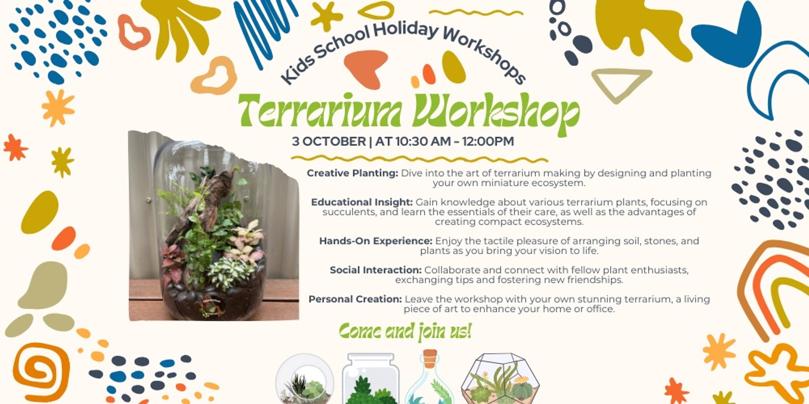 Banner image for School Holiday : Kids Terrarium Workshop