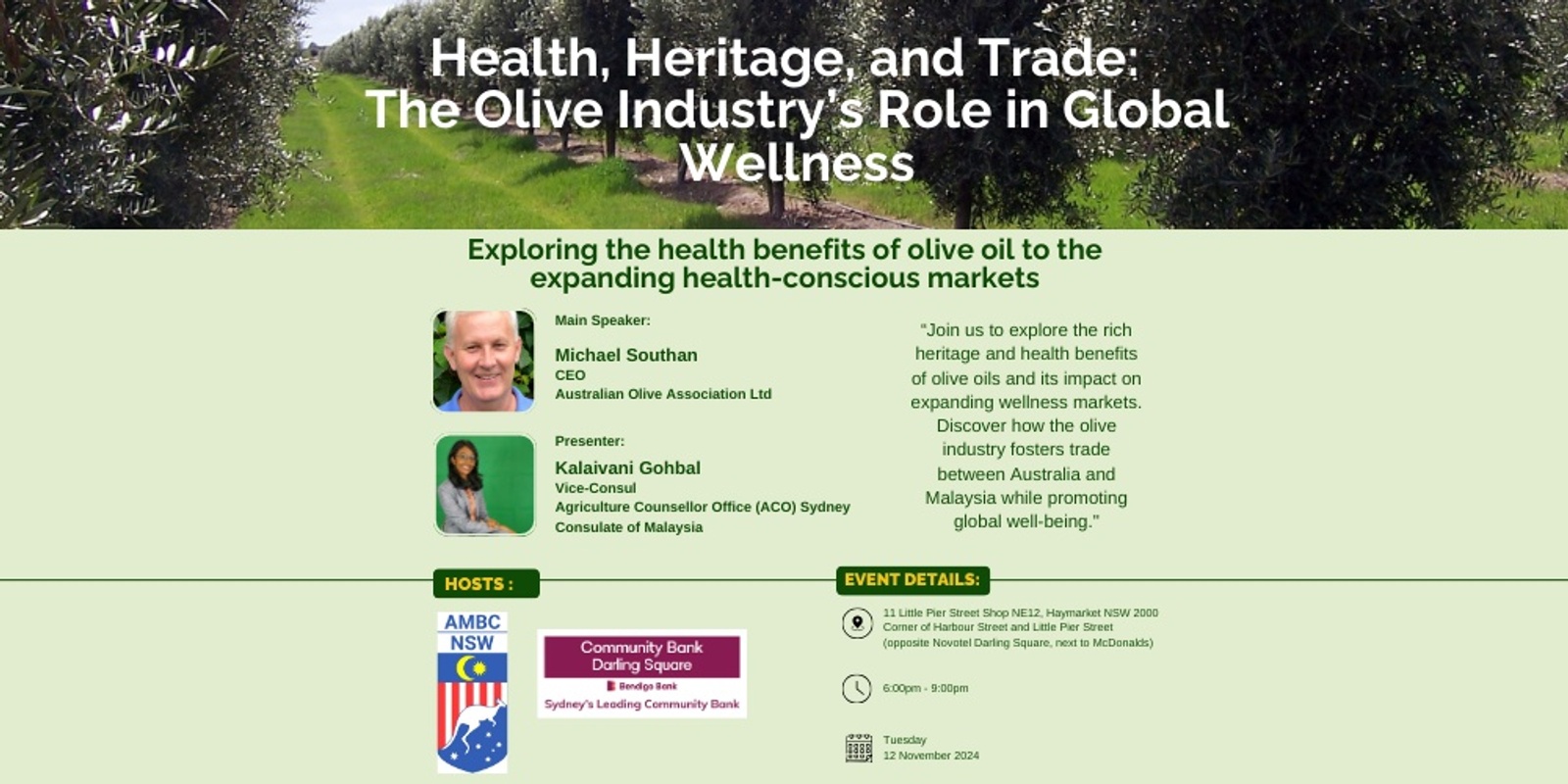 Banner image for Health, Heritage, and Trade: The Olive Industry's Role in Global Wellness