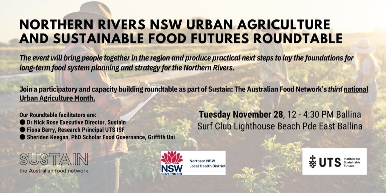 Banner image for Northern Rivers NSW Urban Agriculture and Sustainable Food Futures Roundtable