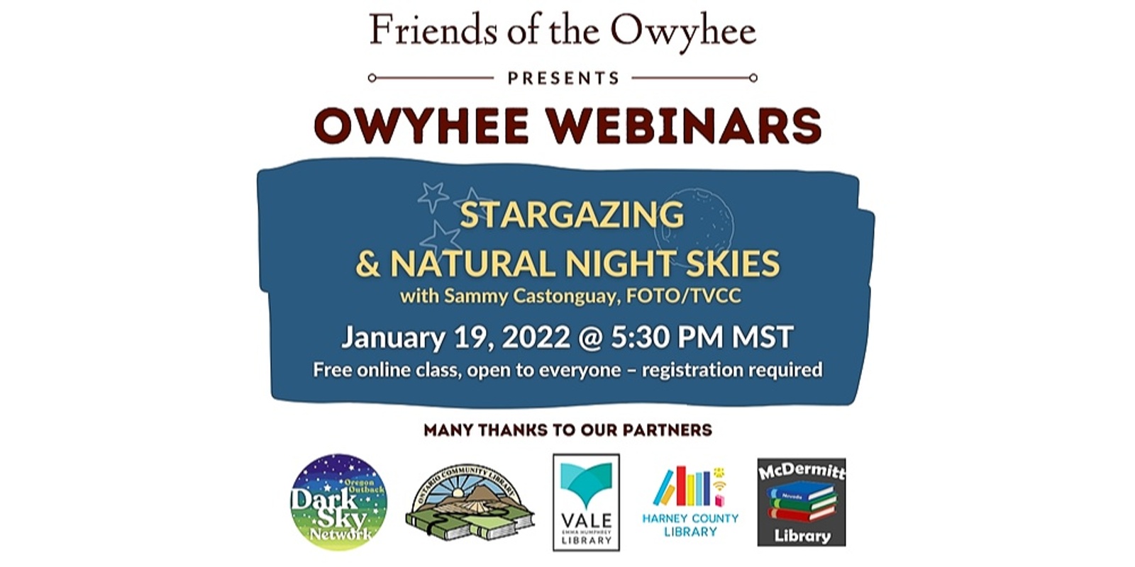Banner image for Stargazing & Natural Night Skies in the Owyhee: Winter Circle