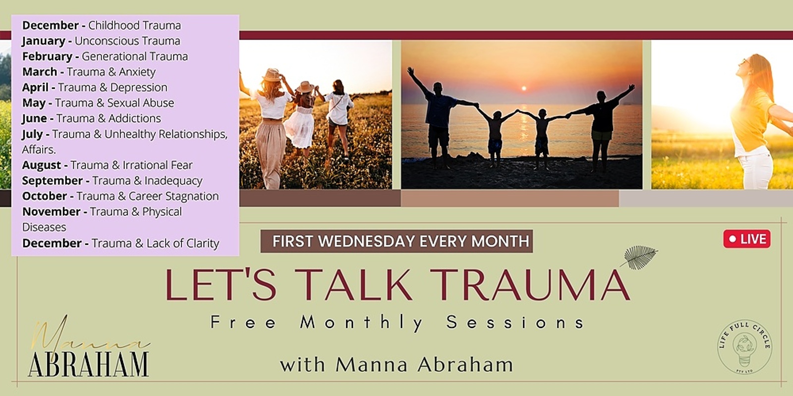 Banner image for Let's Talk Trauma! - FREE Monthly Personal Growth session