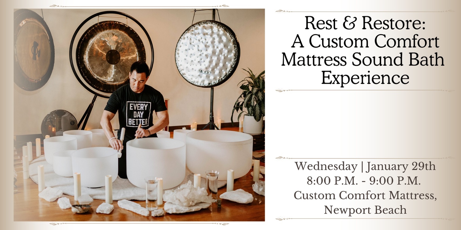 Banner image for Rest & Restore: A Custom Comfort Mattress Sound Bath Experience (Newport)