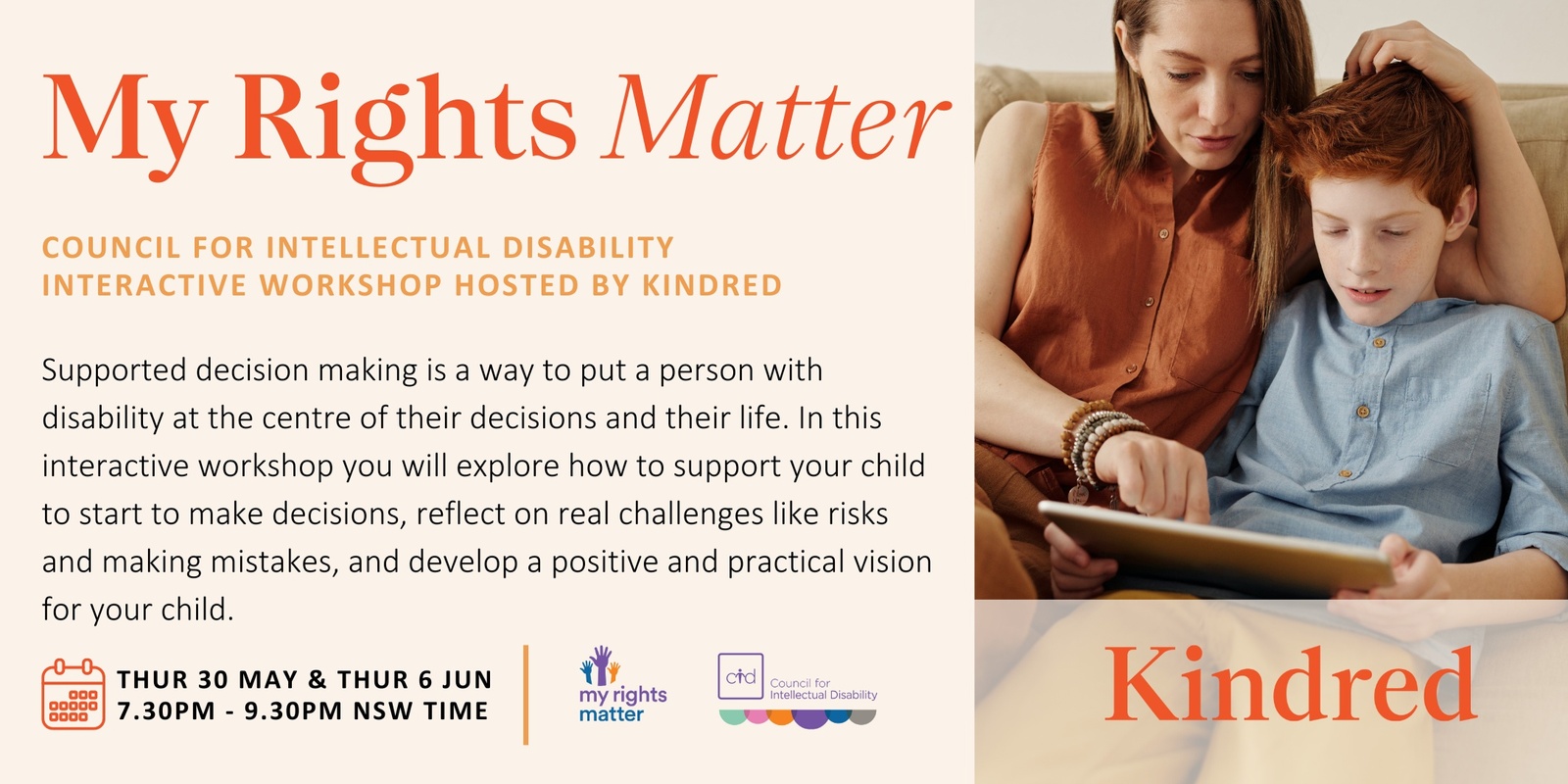 Banner image for My Rights Matter: Council for Intellectual Disability Interactive Workshop Hosted by Kindred