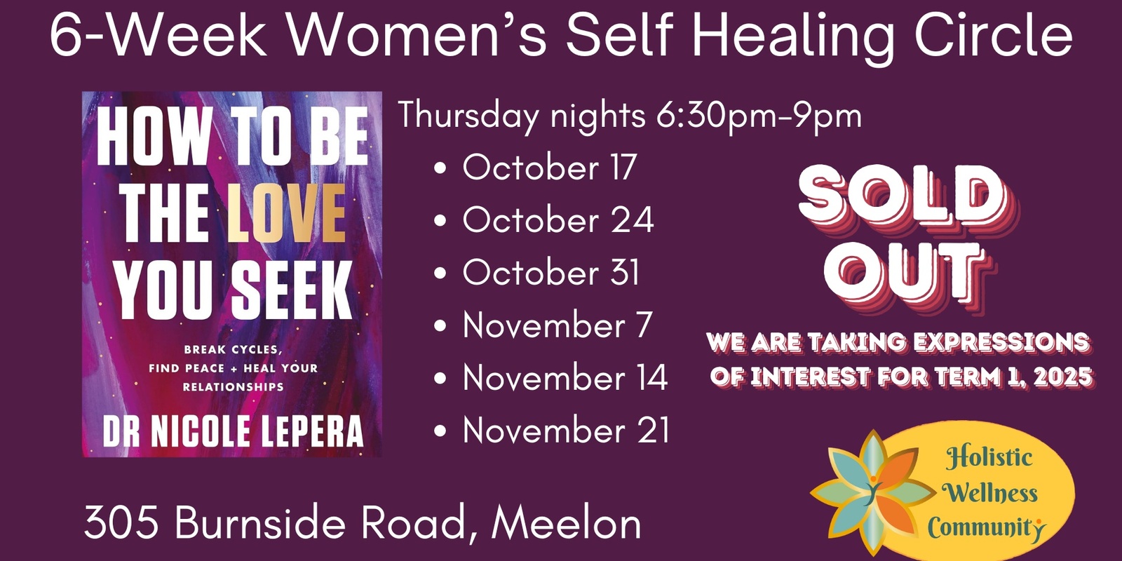 Banner image for SOLD OUT 6-Week Women's Self Healing Circle