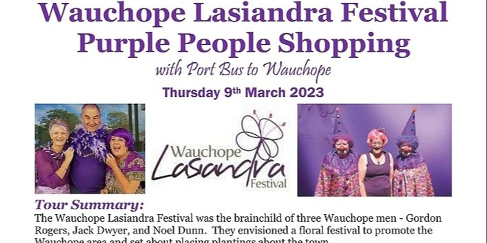 Banner image for Wauchope Lasiandra Festival Purple People Shopping