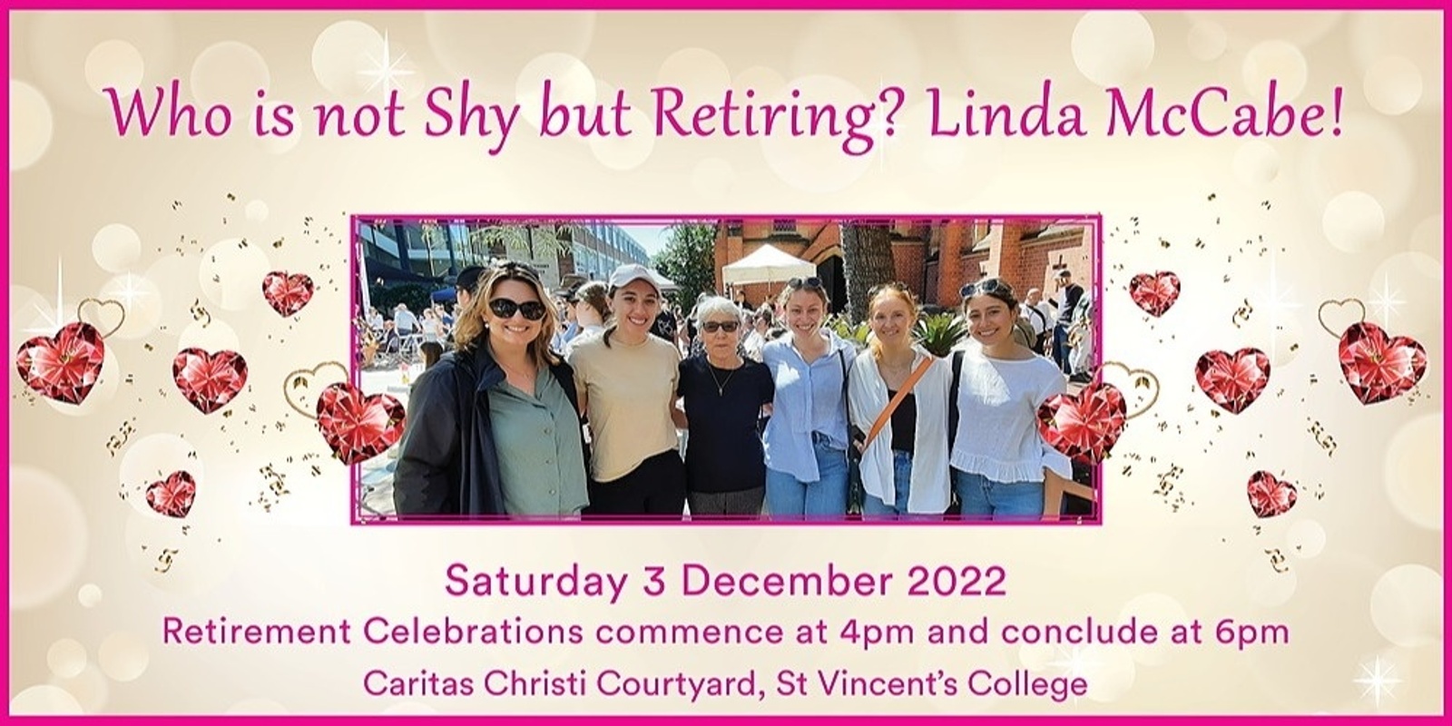 Banner image for Who is not Shy but Retiring? Linda McCabe!