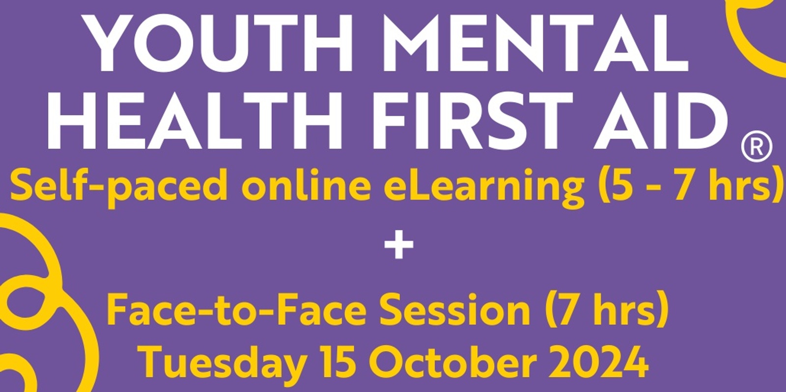 Banner image for Blended Face-to-Face Youth Mental Health First Aid Training - Hamilton, 15 October 2024 