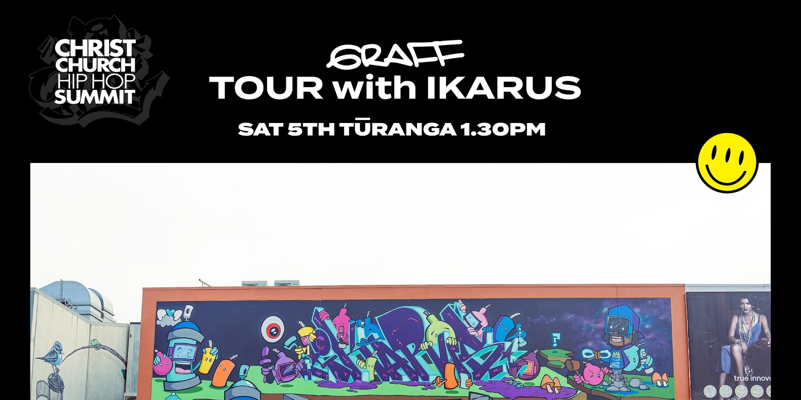 Banner image for Christchurch Hip-Hop Summit: Graffiti Tour with Ikarus