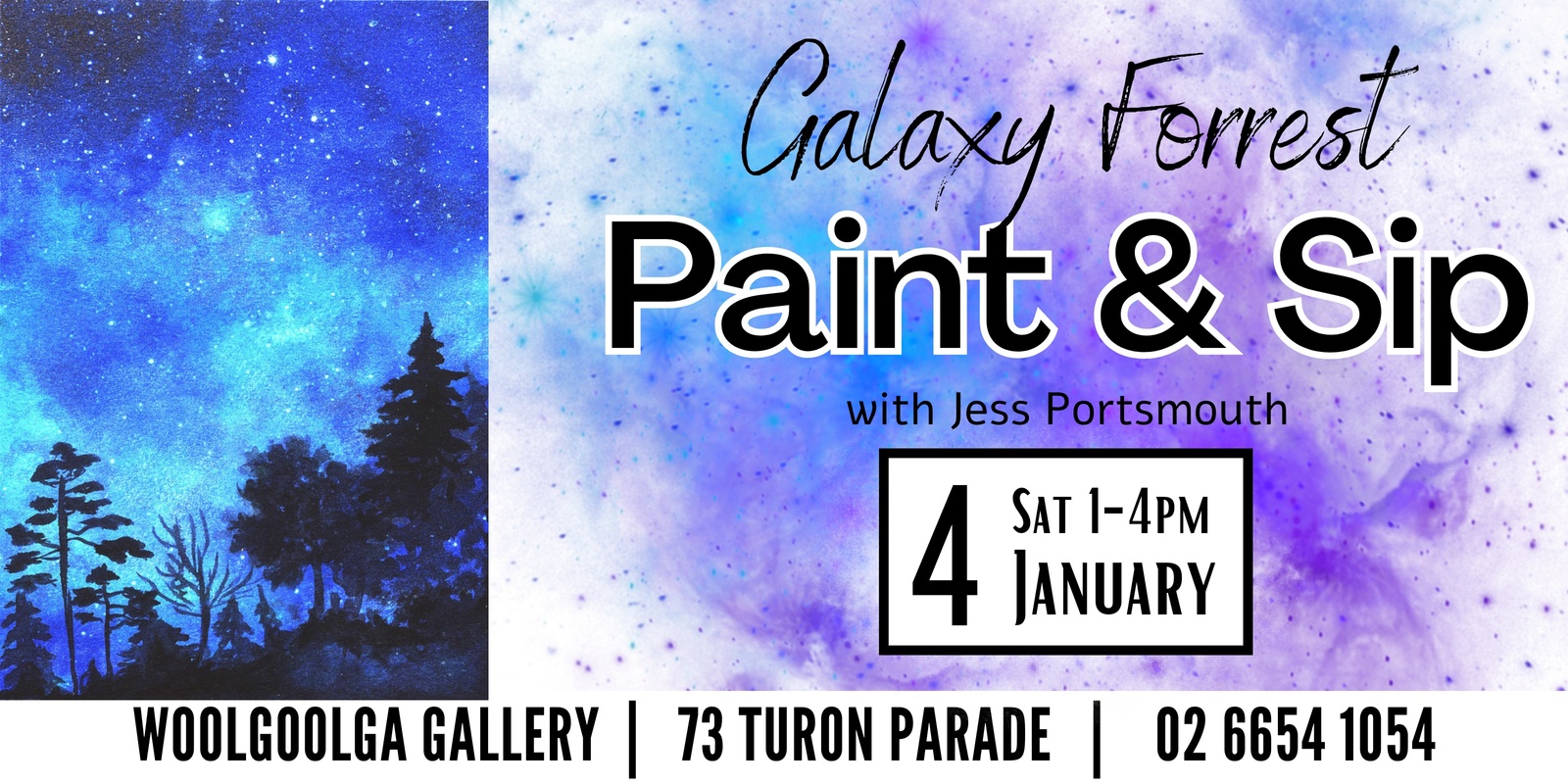 Banner image for Galaxy Forest - Paint & Sip @Woolgoolga Gallery with Jess Portsmouth