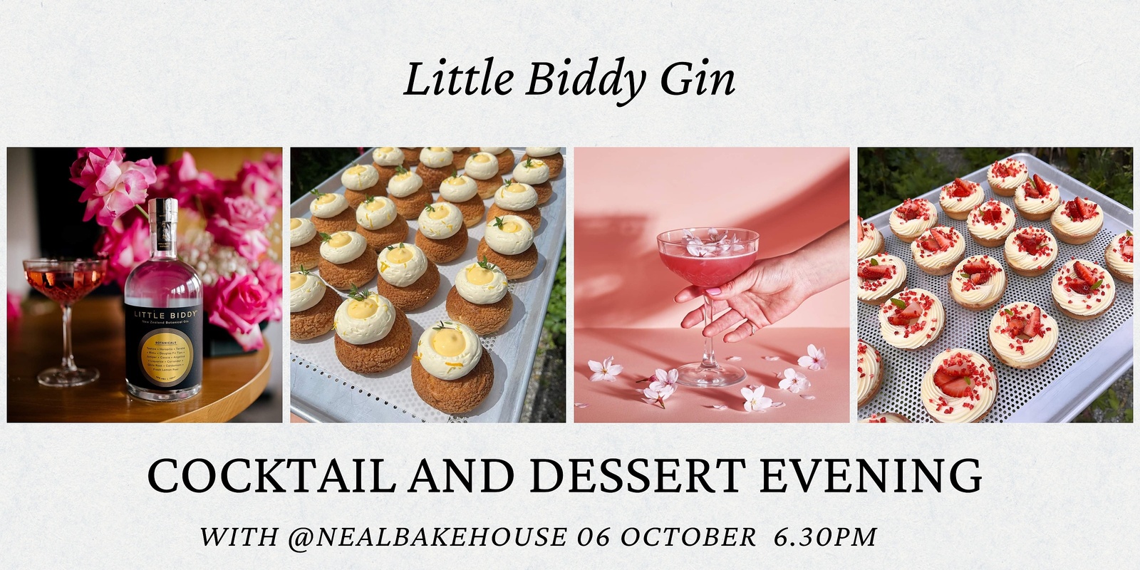 Banner image for Little Biddy Gin Cocktail & Dessert Evening