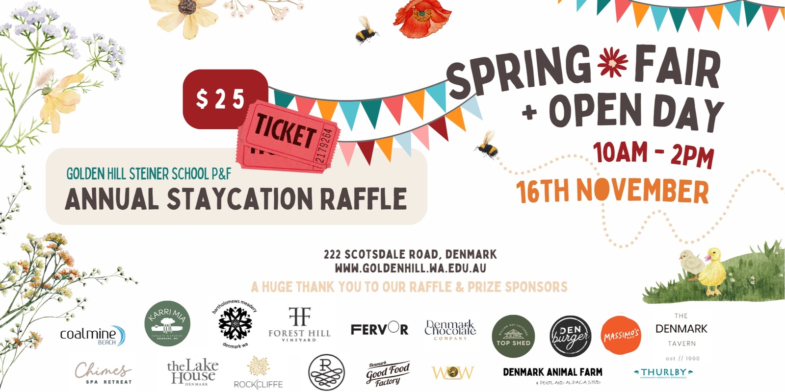 Banner image for Spring Fair - Annual Staycation Raffle - Golden Hill Steiner School