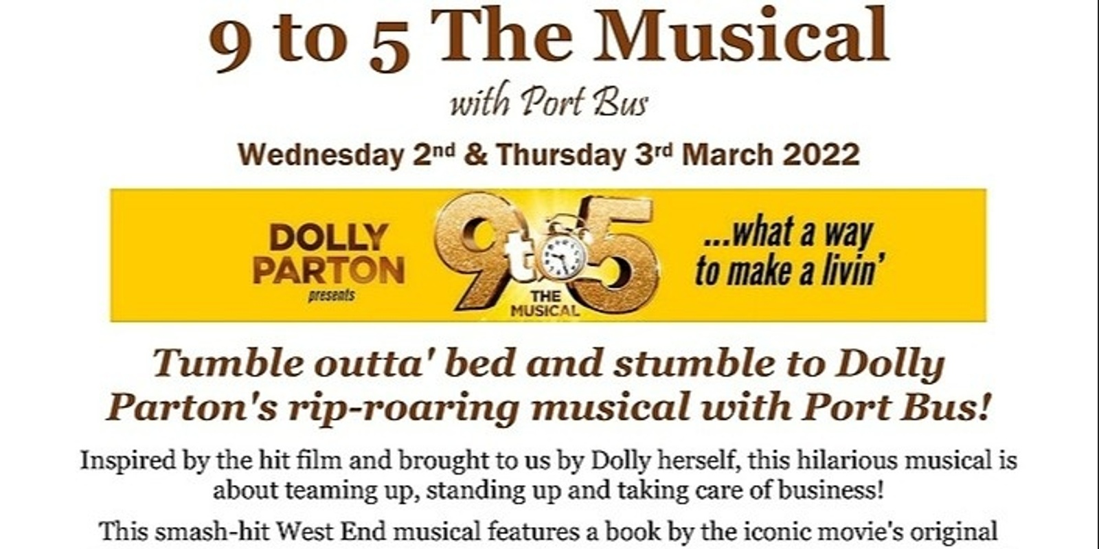 Banner image for 9 to 5 with Port Bus