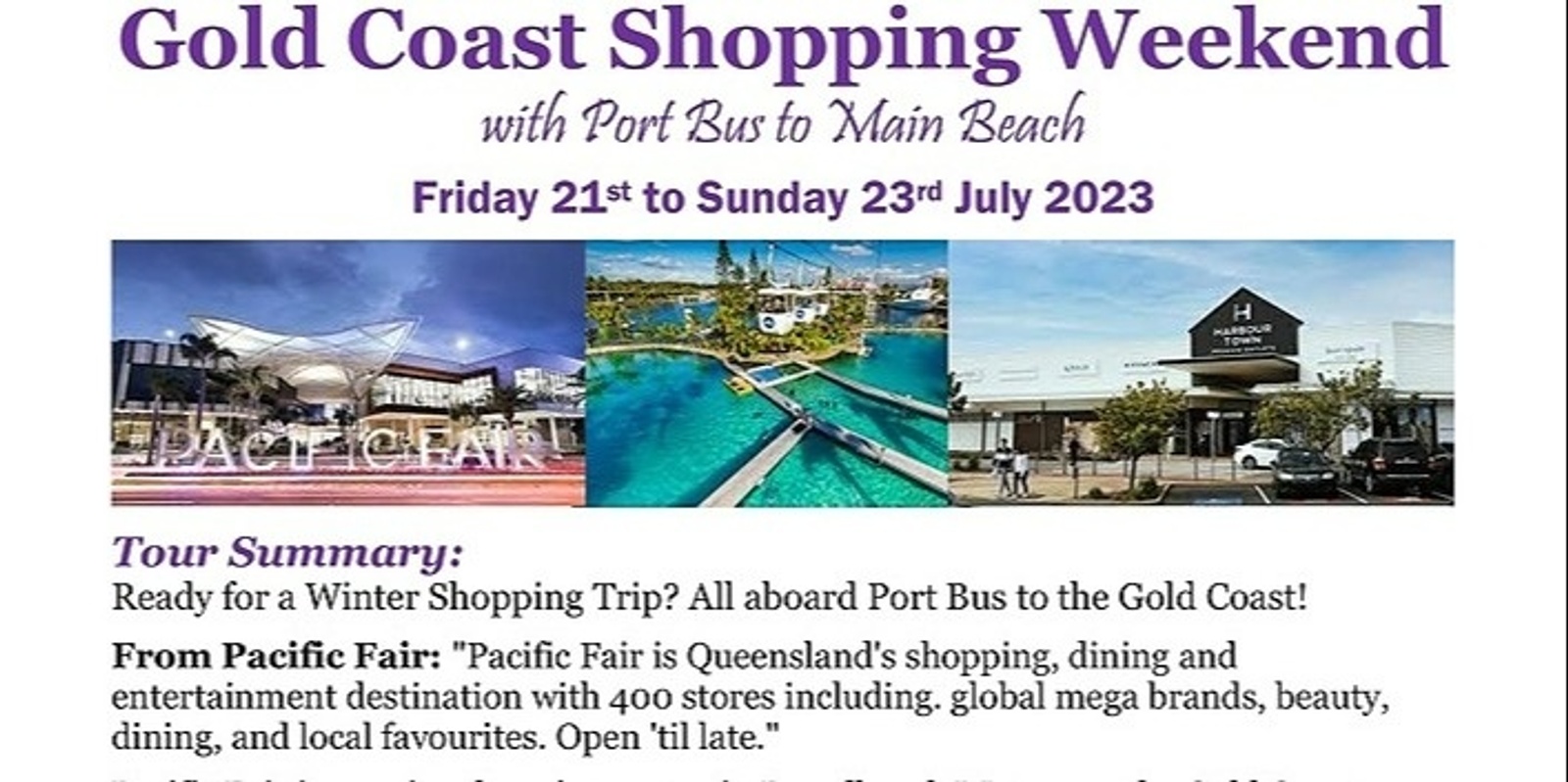 Gold Coast Shopping Weekend