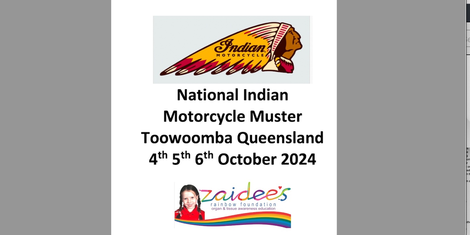 Banner image for Zaidee's Indian Motorcycles National Muster 2024 ~ When Brothers and Sisters coming together as one in Toowoomba Qld