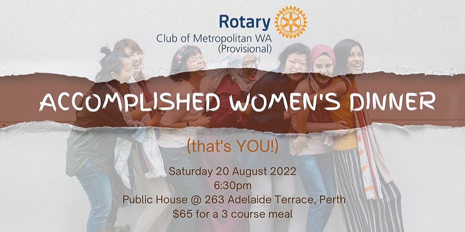 Banner image for Rotary Club of Metropolitan WA - Accomplished Women's Dinner