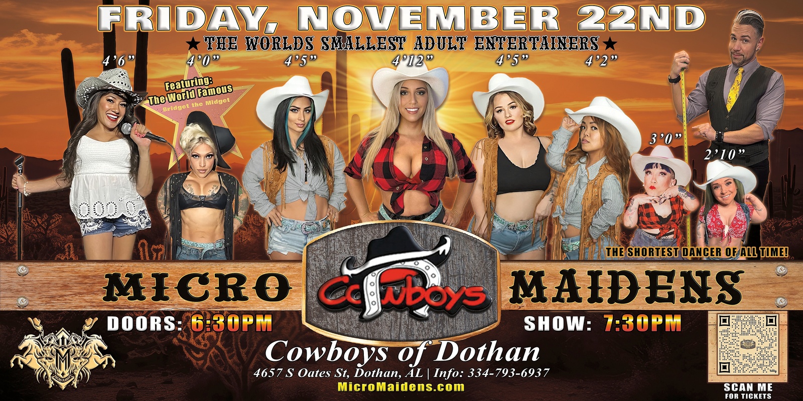 Banner image for Dothan, AL - Micro Maidens: Dwarf Dancers @ Cowboys! "The Only Micro Revue in the Whole World!"