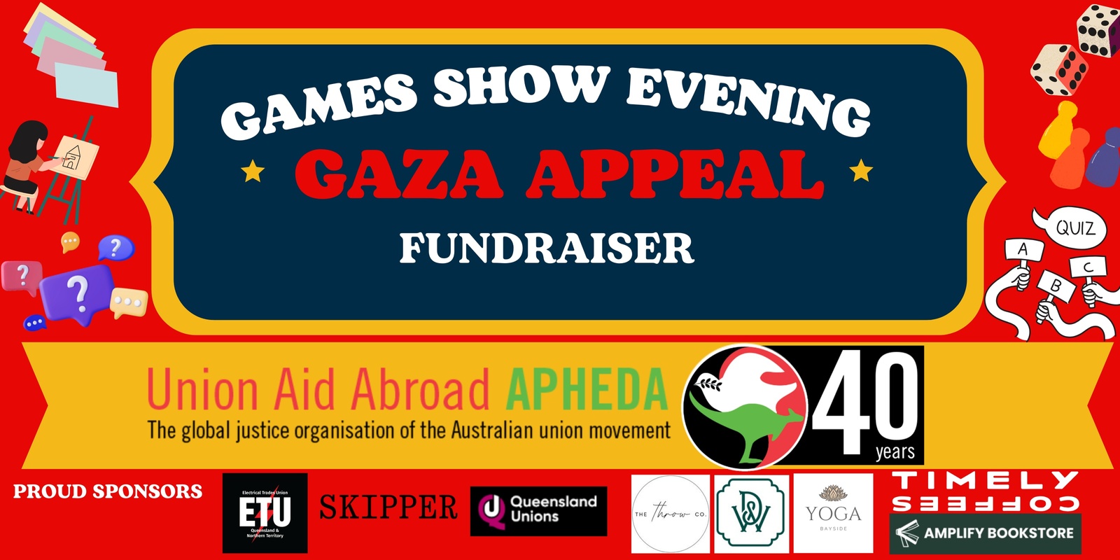 Banner image for Games Show Evening: Fundraiser for APHEDA Gaza Appeal