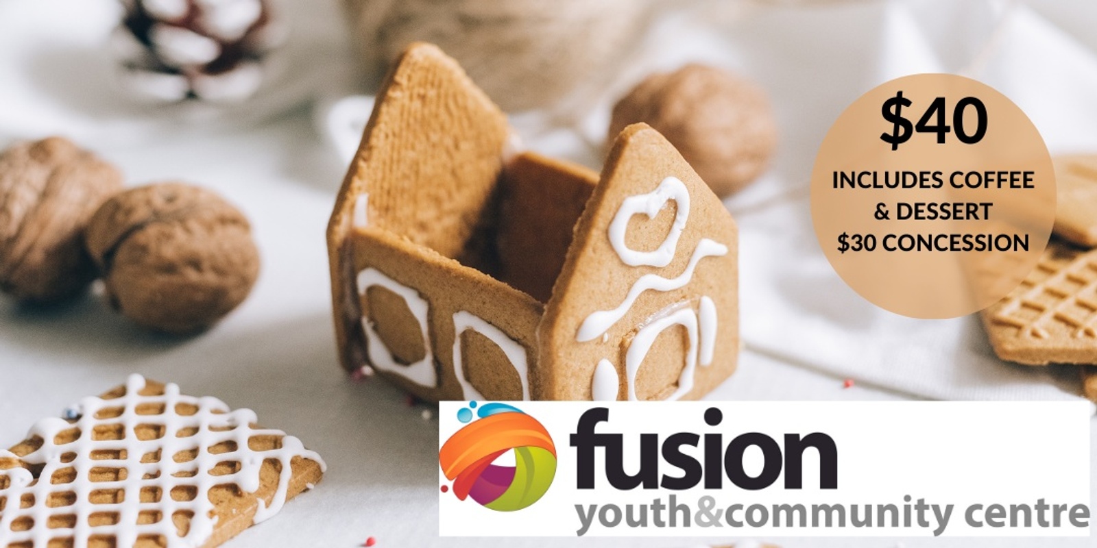 Banner image for Ladies Craft Night @ Fusion - Gingerbread House Workshop Fundraiser