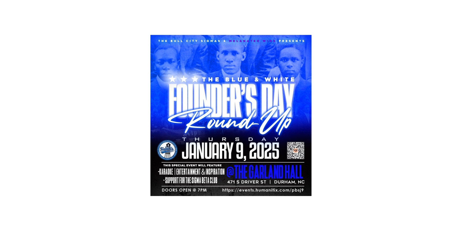 Banner image for The Blue and White Founder's Day Round-Up: Presented by the Bull City Sigmas