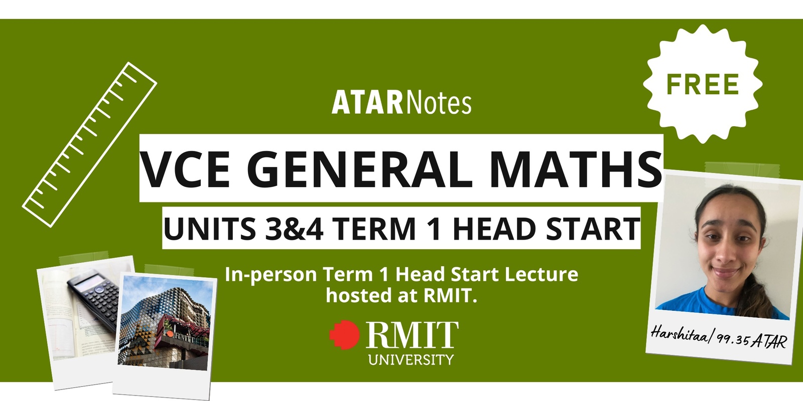 Banner image for VCE General Maths 3&4 Term 1 Head Start Lecture FREE