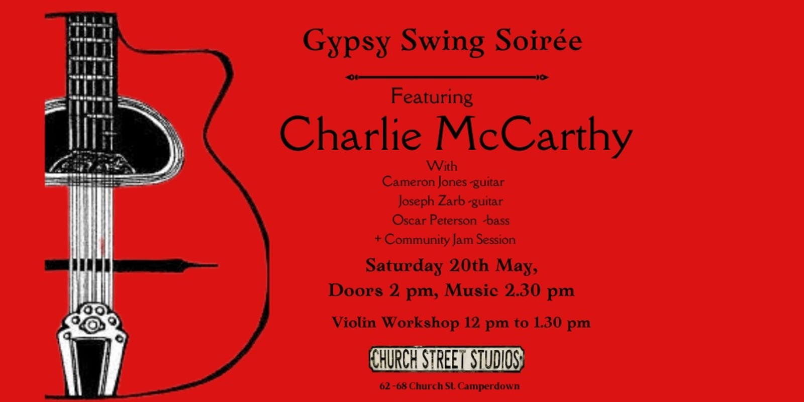 Banner image for Gypsy Swing Soirée - Charlie McCarthy
