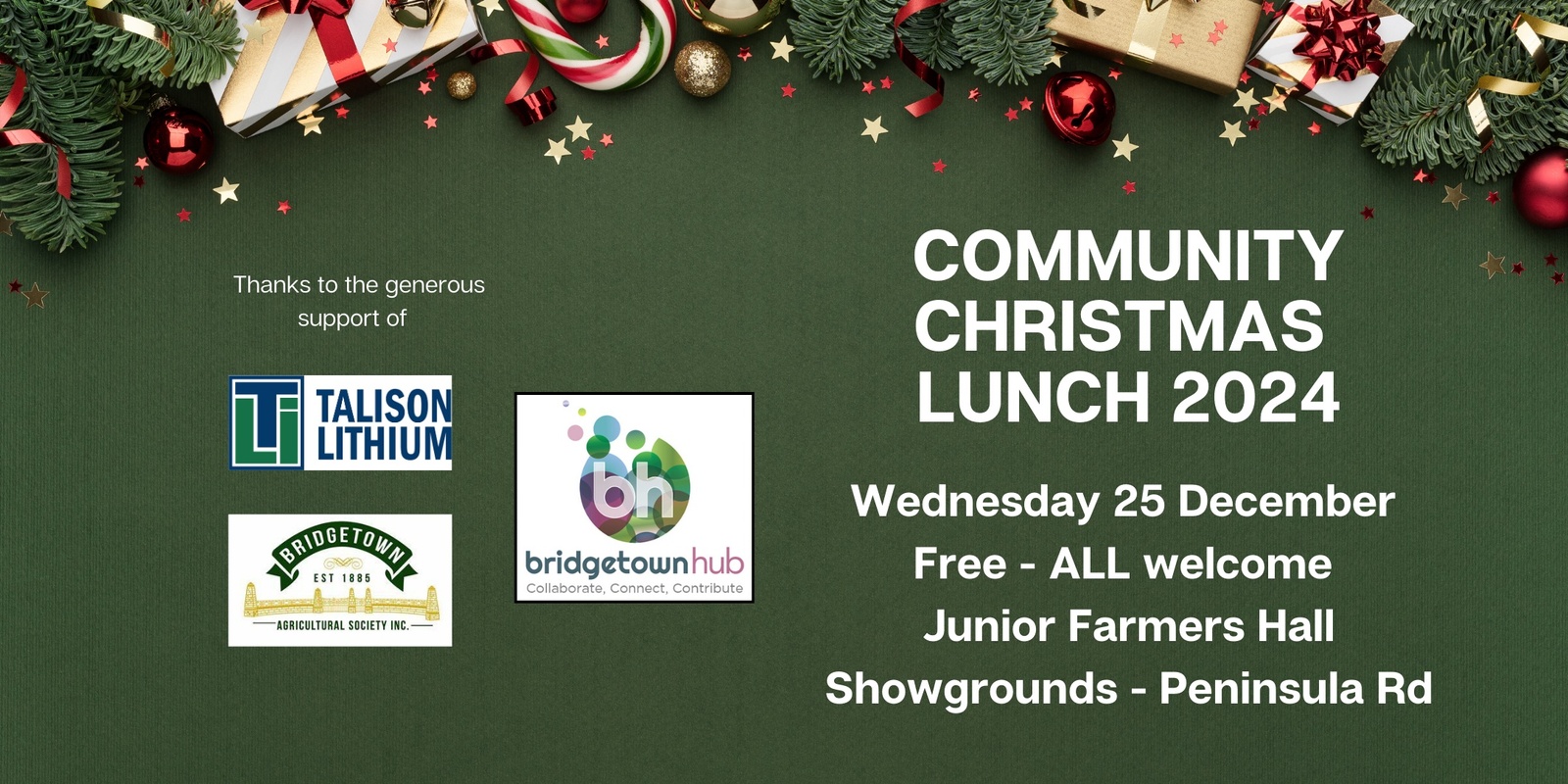 Banner image for Bridgetown Hub Community Christmas Lunch 2024