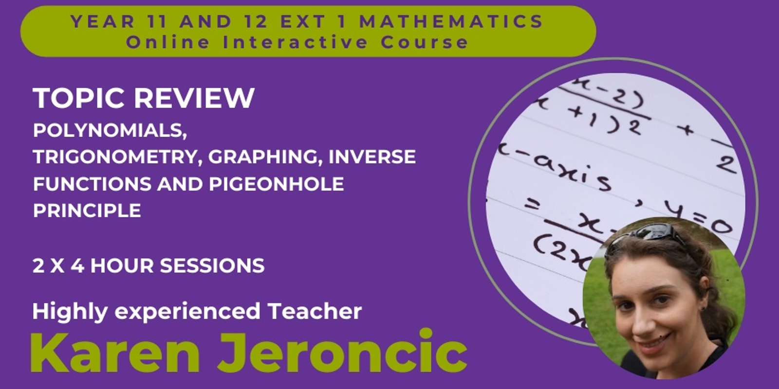 Banner image for Year 11 and 12 Extension 1 Mathematics Holiday Intensive