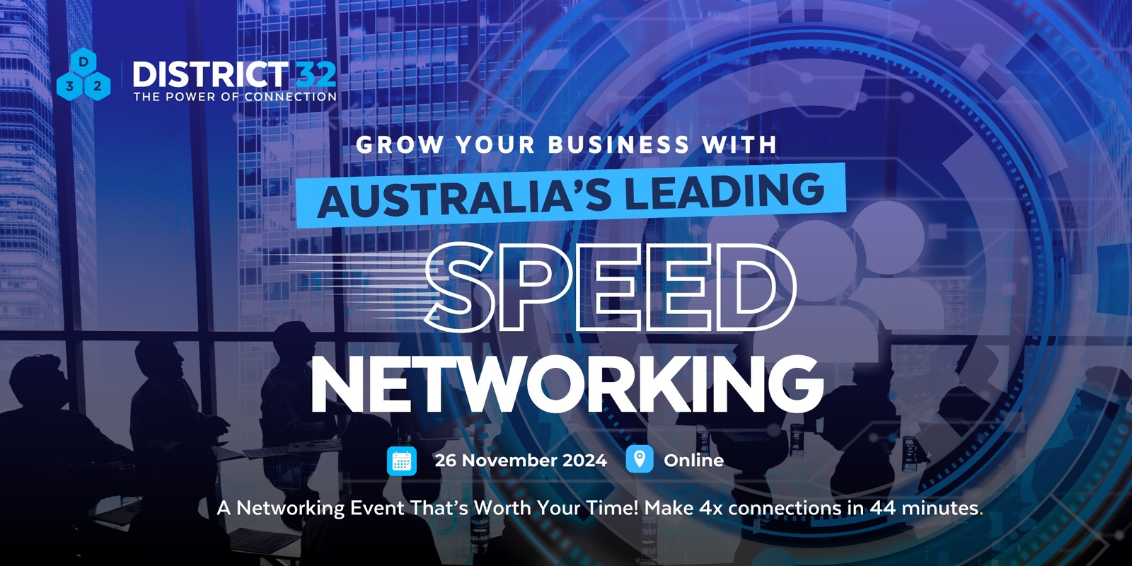 Banner image for Australia’s Leading Speed Networking Event – Online – Tue 26 Nov