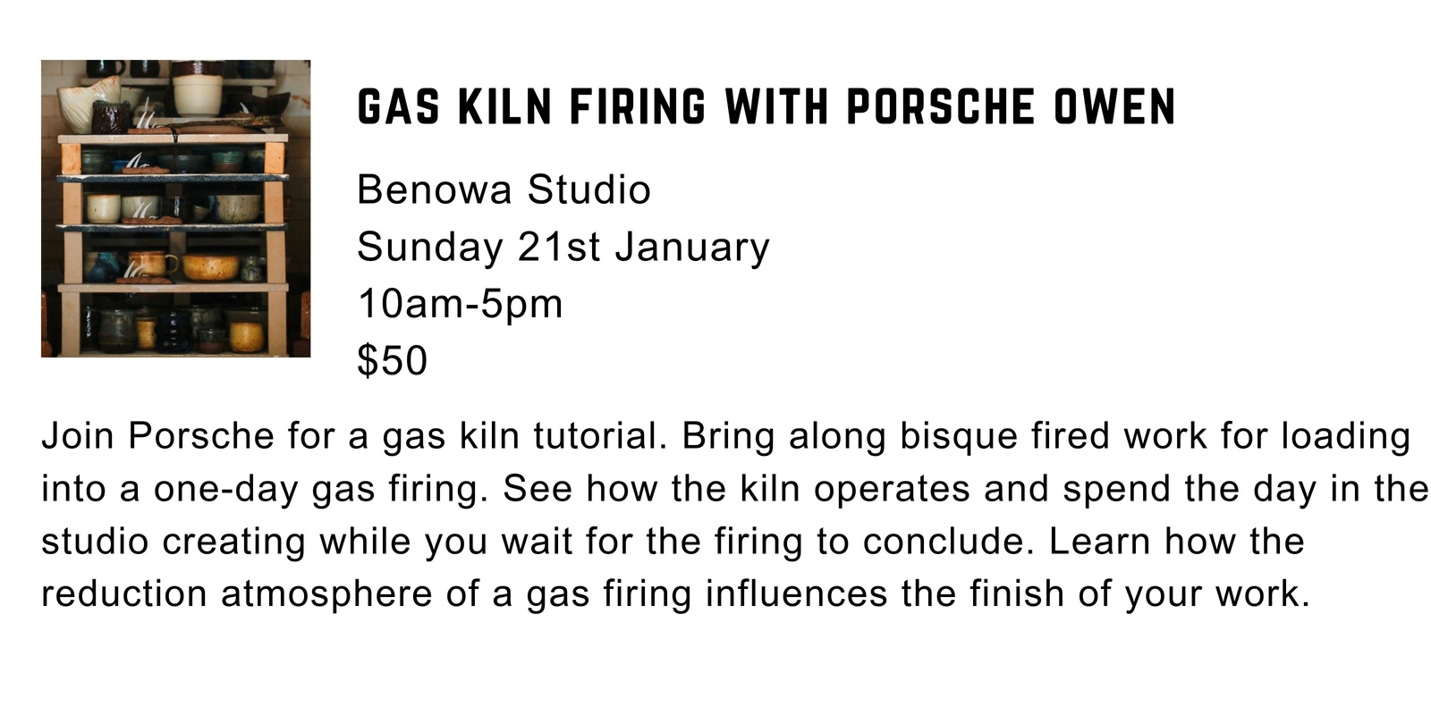 Banner image for Gas Kiln Firing with Porsche Owen